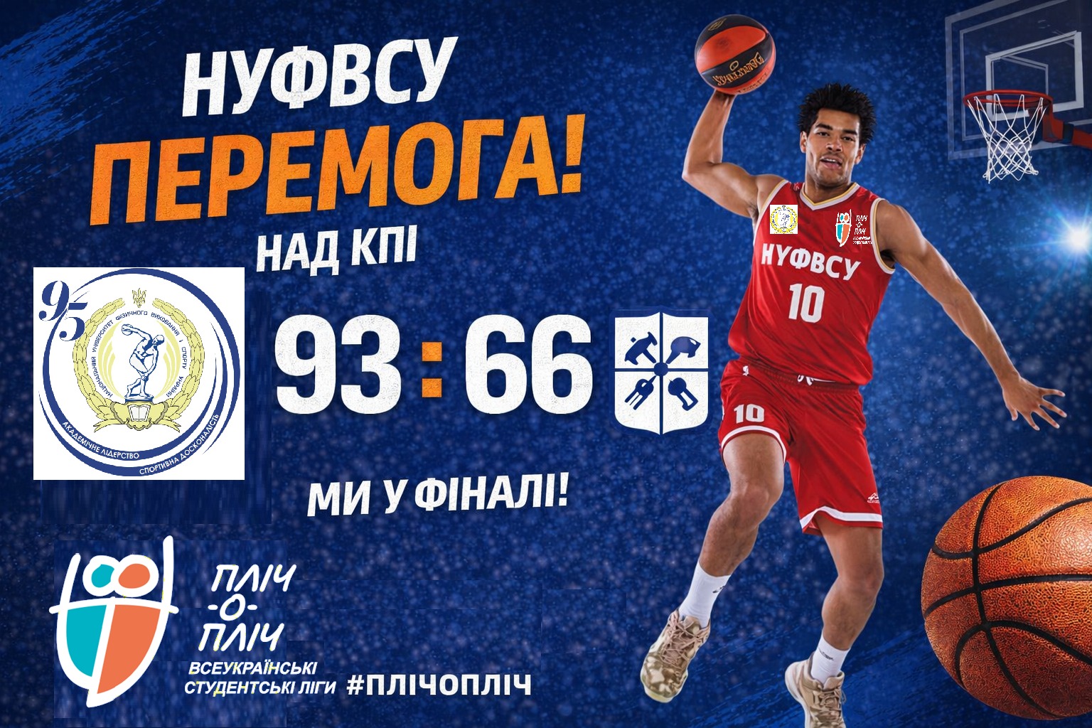 🏀 НУФВСУ тріумфує в 1/2 та виходить у фінал студентських ігор «Пліч‑о‑пліч» 2 етапу м. Київ!